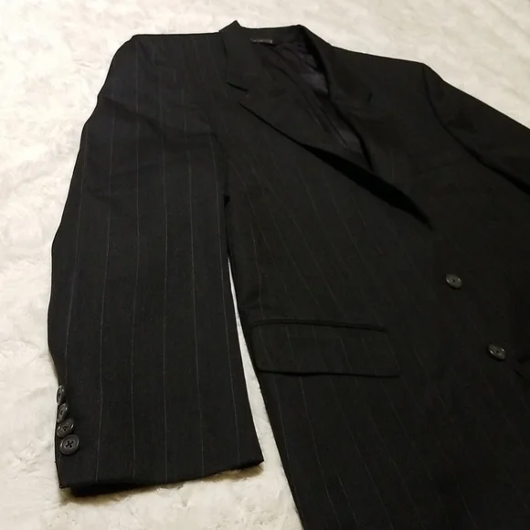 Burberry Blazer Jacket Mens 42 Wool Black Striped Vintage